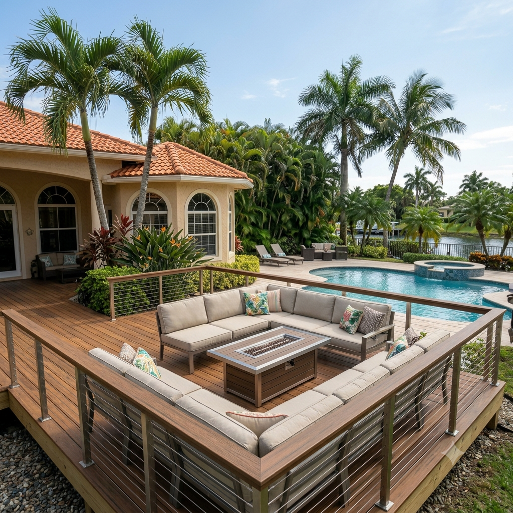 Luxury outdoor living deck in Miami